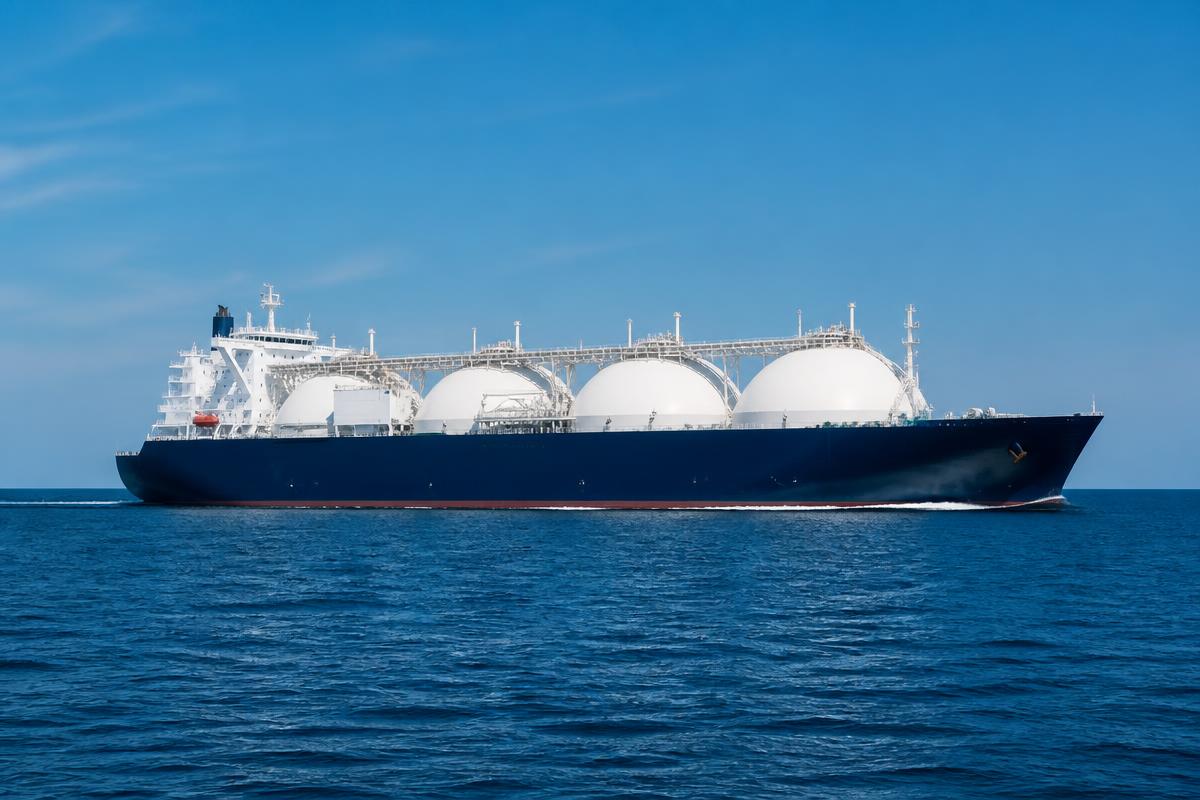 LNG carrier ship sailing on open water
